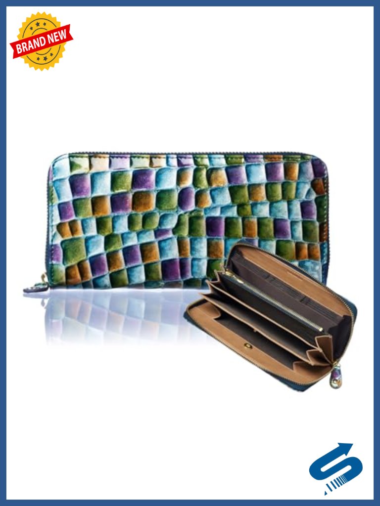 Italian Cowhide Long Wallet With Card Pockets Gift Boxed